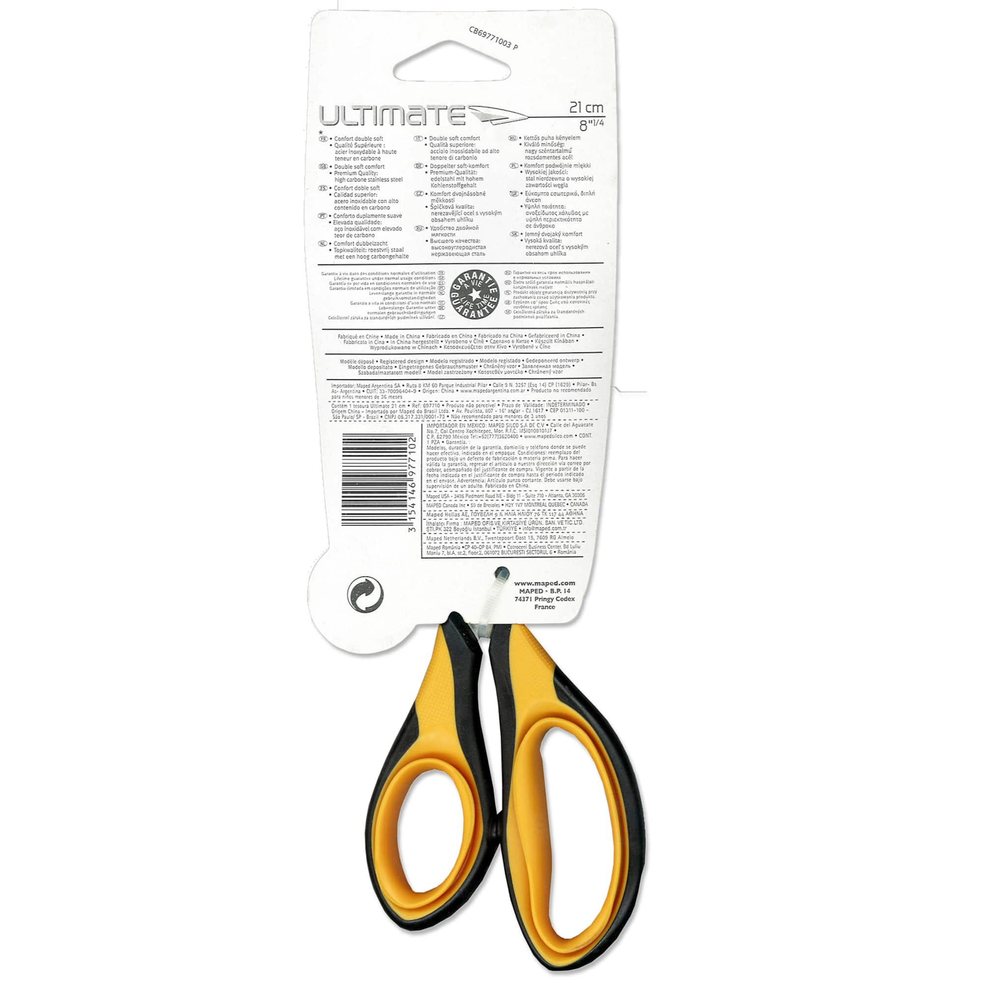 Maped® 8.25" Ultimate Scissors with Double Soft Rings, 3ct.